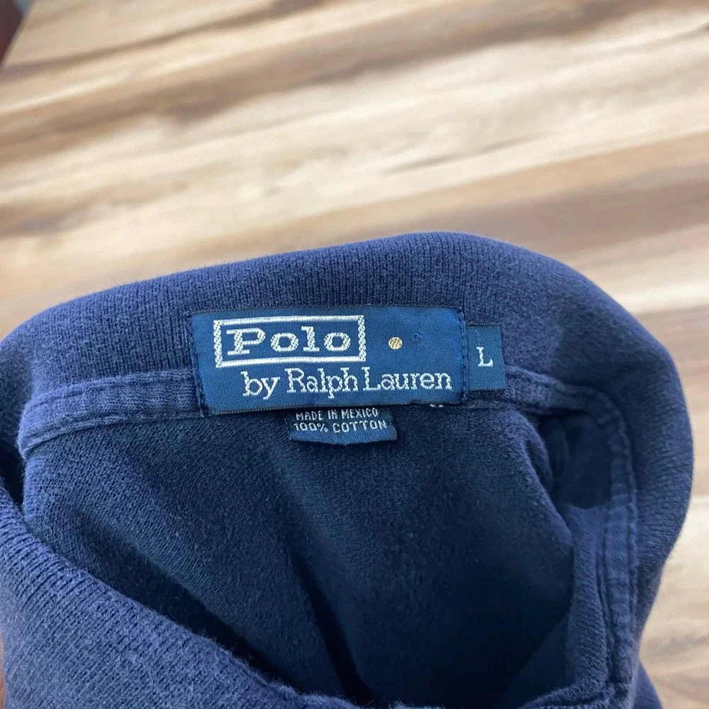 Polo Ralph Lauren Polo Men L Classic Cotton Pique Navy Blue Vintage Heritage Ivy